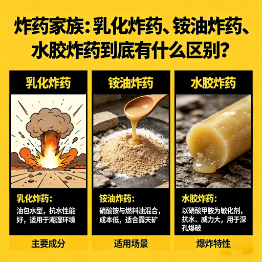 芝罘炸药家族：乳化炸药、铵油炸药、水胶炸药到底有什么区别？